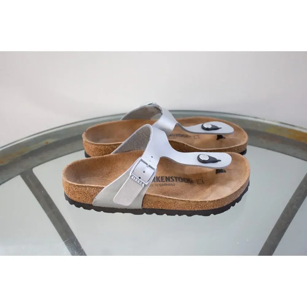NEW‎ Birkenstock Gizeh Silver Thong Sandals Metallic Womens Size EU 35 / L 4 US